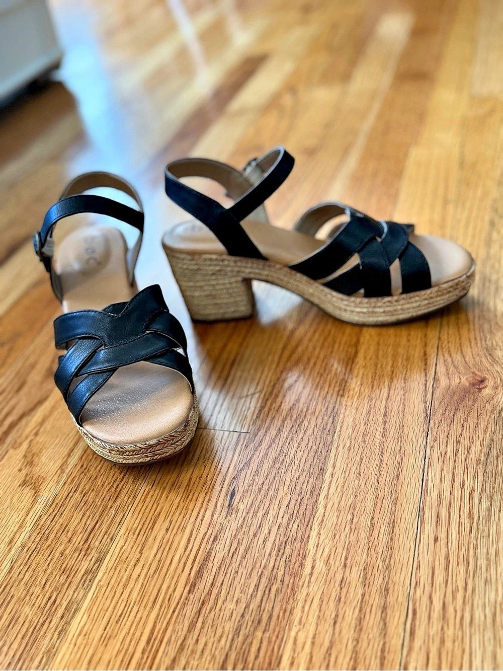 b.o.c Black & Brown Strappy Wedge Sandals